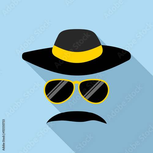 Detective incognito icon, flat style