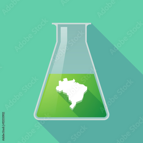 Long shadow chemical test tube with  a map of Brazil