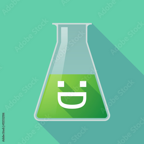 Long shadow chemical test tube with a laughing text face
