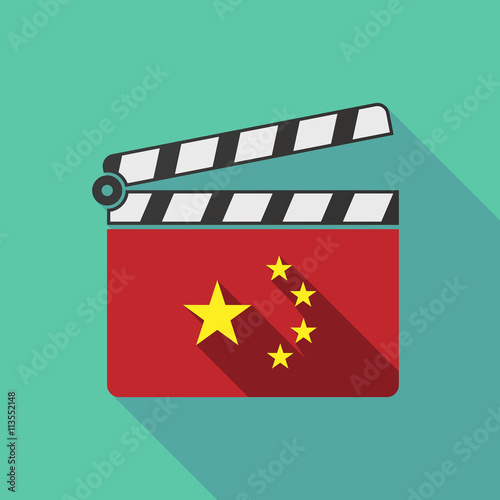 Long shadow clapperboard with  the five stars china flag symbol