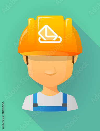 Worker male avatar wearing a safety helmet with  a ballot box