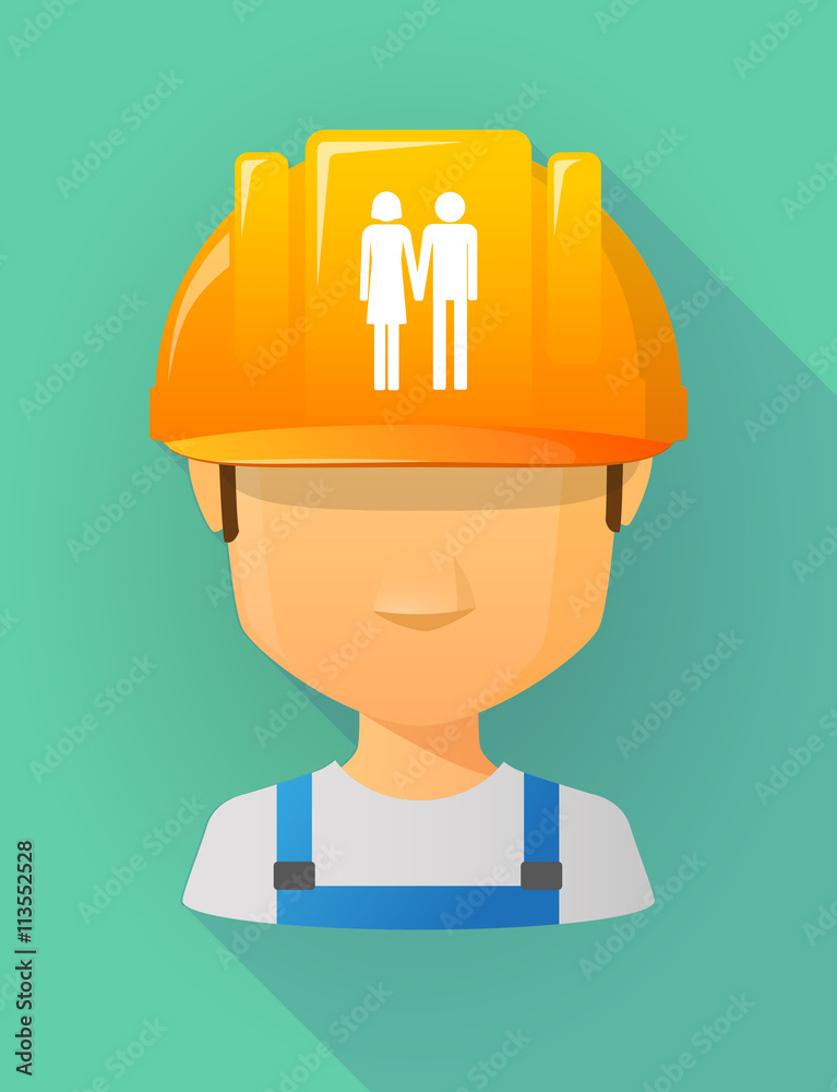 Worker male avatar wearing a safety helmet with a heterosexual c