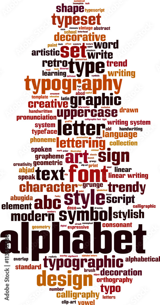 Obraz premium Alphabet word cloud concept. Vector illustration