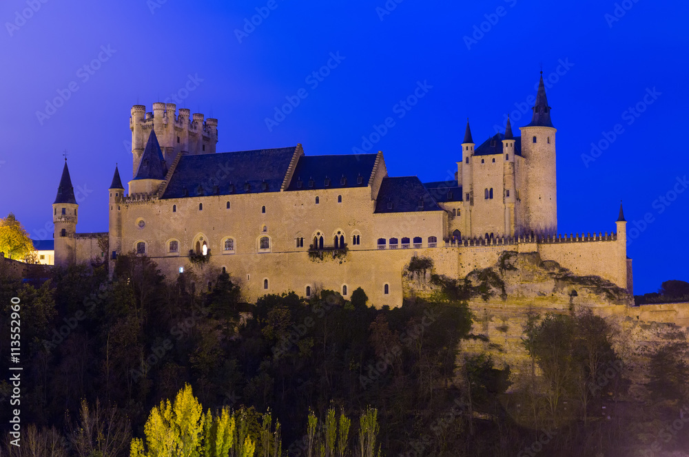 Castle of Segovia  in  evening.   Spain