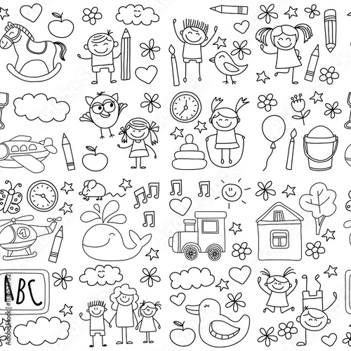 Doodle vector kindergarten elements