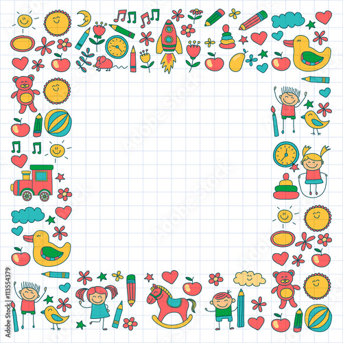 Doodle vector kindergarten elements