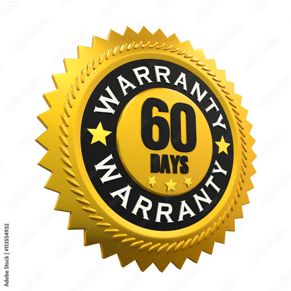 60 Days Warranty Sign. 3D rendering 60 Days Warranty Sign. 3D rendering