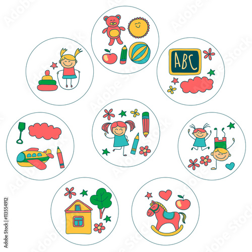 Doodle vector kindergarten elements