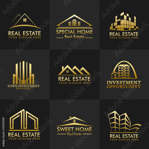 Group Real Estate Logos Vector Design