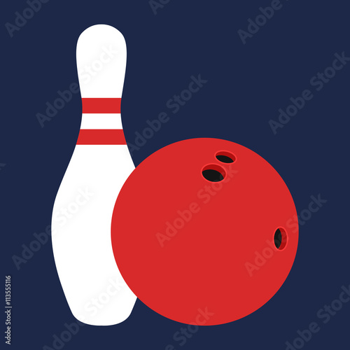 Flat icon white skittle and bowling ball. Vector illustration.