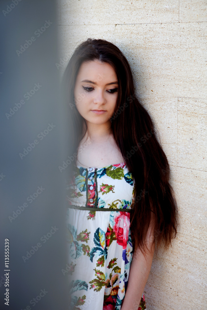 Fototapeta premium Spanish brunette girl with long hair
