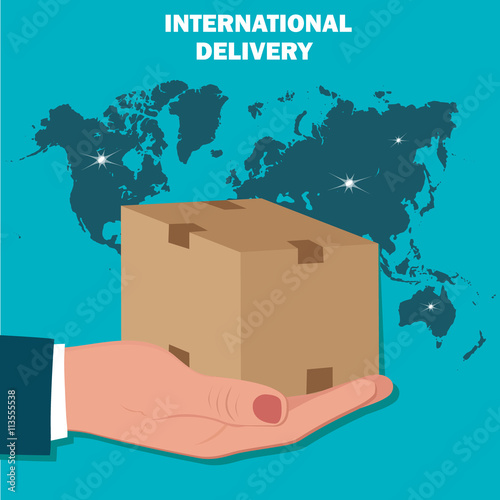 international delivery,  flat design, vector illustration