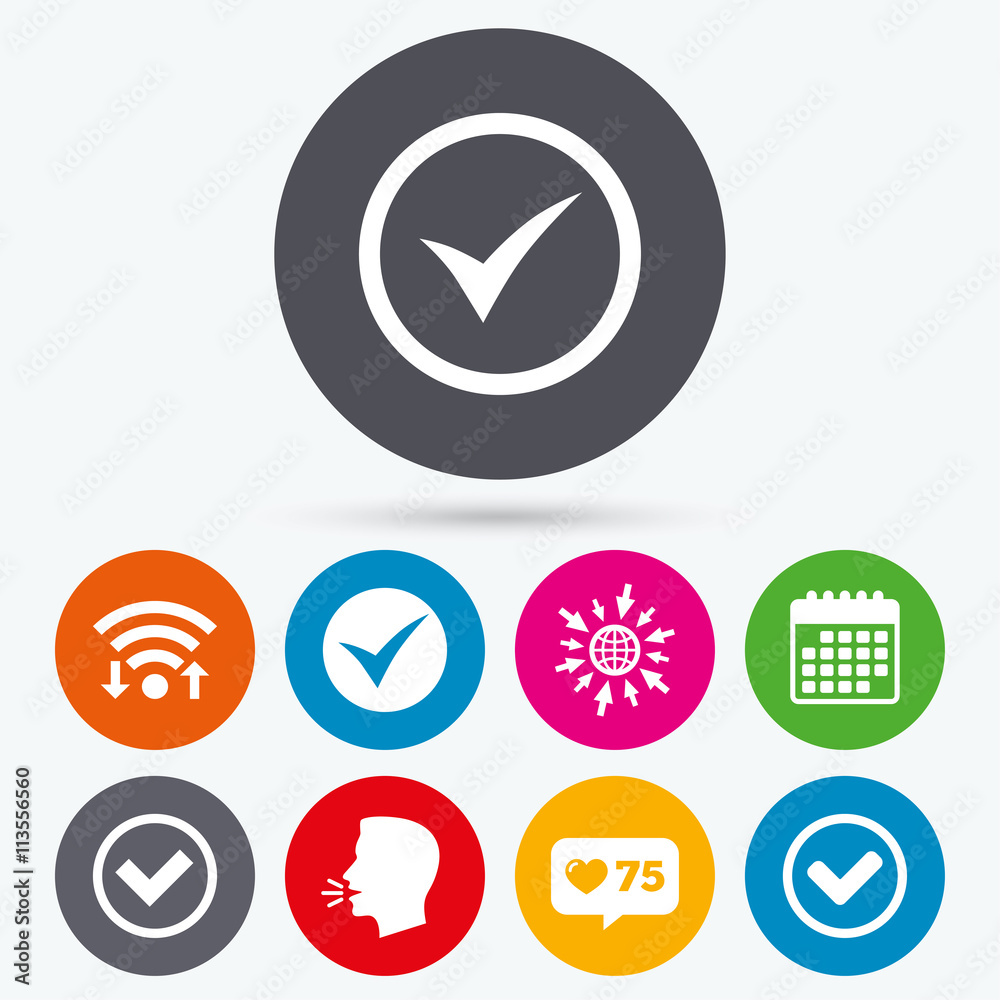 Check signs. Checkbox confirm icons. Check signs. Checkbox confirm icons.