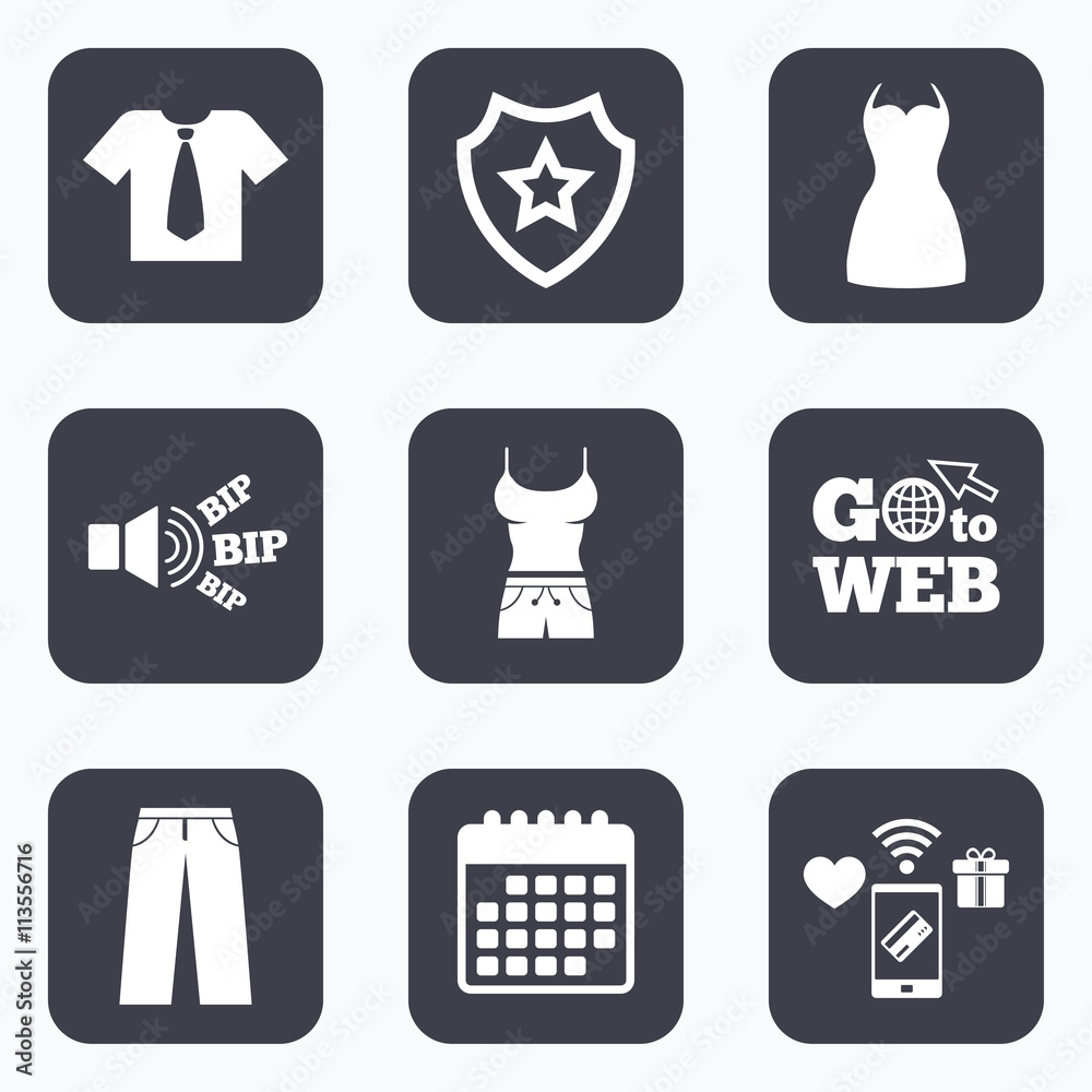 Clothes signs. T-shirt with tie and pants. Clothes signs. T-shirt with tie and pants.