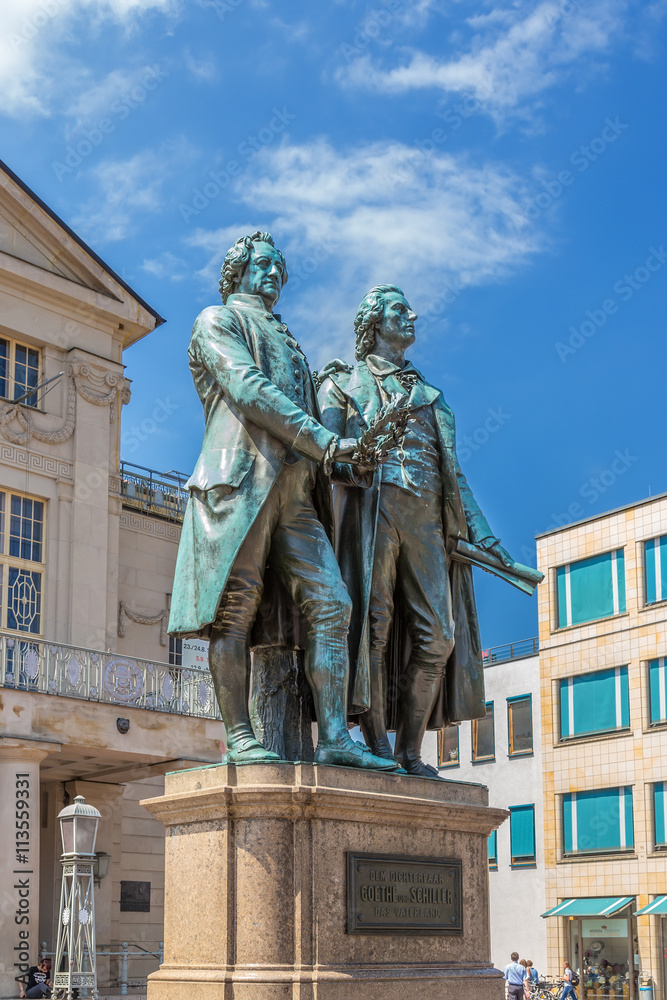 Obraz premium Weimar, Germany. Goethe and Schiller Monument