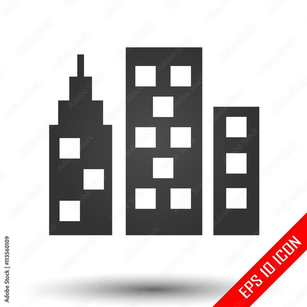 City Icon. Simple flat logo of city on white background. Vector illustration. City Icon. Simple flat logo of city on white background. Vector illustration.
