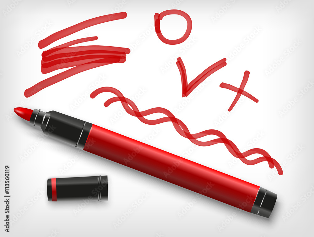 Red marker drawing on the sheet of paper Vector Image