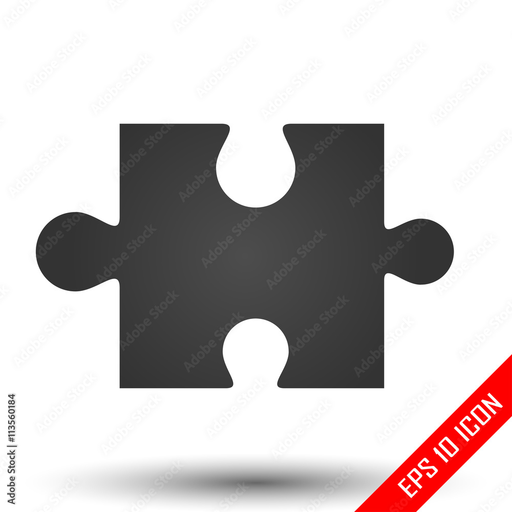 Puzzle icon. Simple flat logo of puzzle sign on white background. Vector illustration. Puzzle icon. Simple flat logo of puzzle sign on white background. Vector illustration.