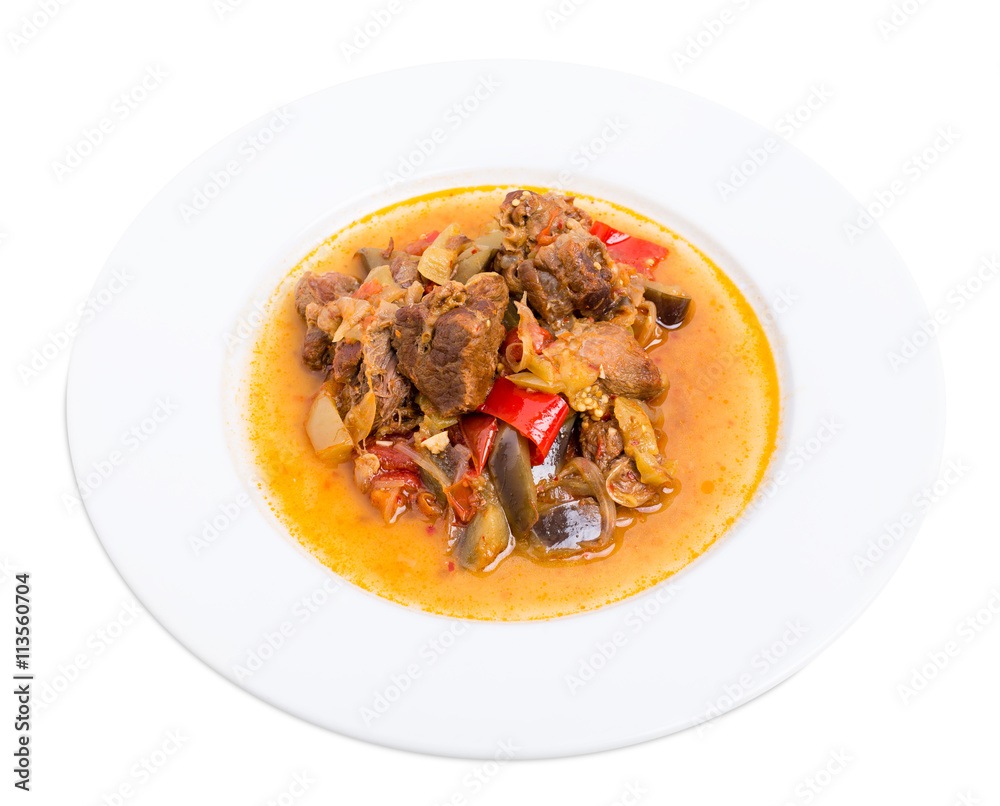 Stewed pork with eggplant and paprika. Stewed pork with eggplant and paprika.