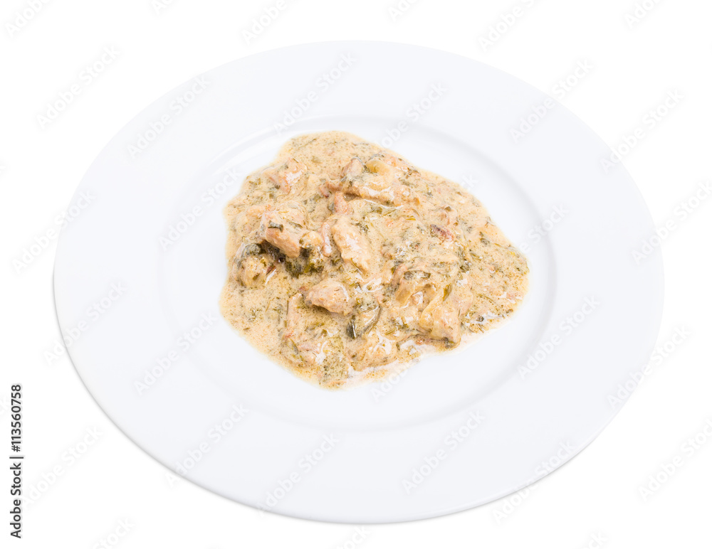 Fried chicken fillet in mushroom sauce. Fried chicken fillet in mushroom sauce.