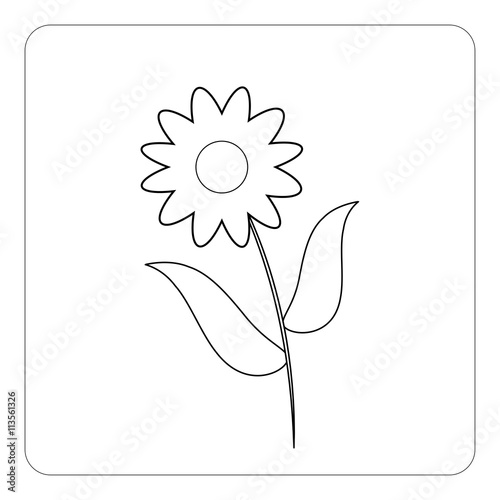 Flower contour on white background. Vector illustration.