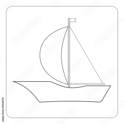 Ship contours on white background. Vector illustration. 