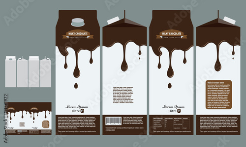 Branding package design. Milky chocolate package box design template with flat color style.