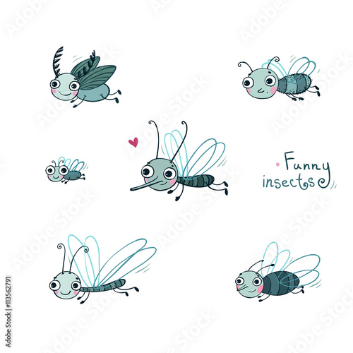 Funny insect cartoon set. © Natasha_Chetkova