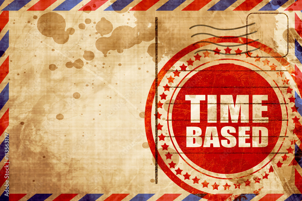 Fototapeta premium time based, red grunge stamp on an airmail background