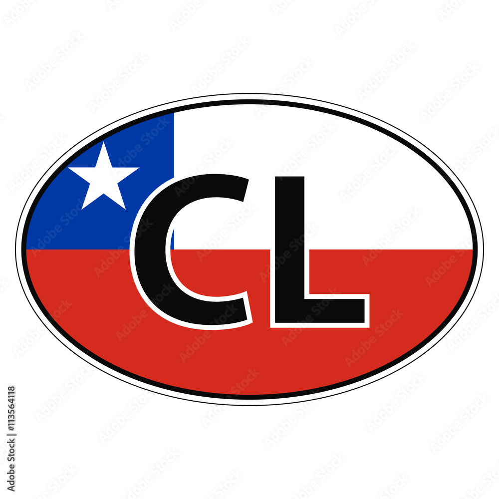 Sticker on car, flag Republic Chile Sticker on car, flag Republic Chile