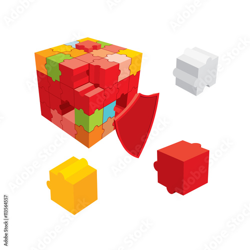 Graphic cube  colorful puzzle  business concept