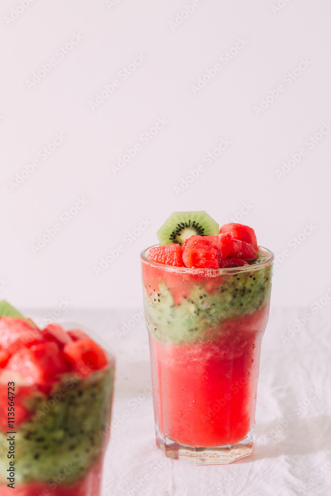 watermelon smoothie with kiwi. Summer concept. watermelon smoothie with kiwi. Summer concept.