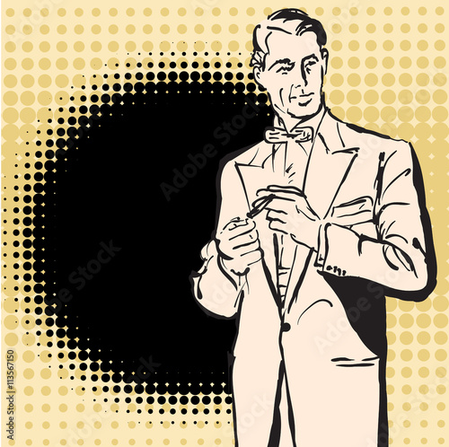 Men smocking retro vector picture