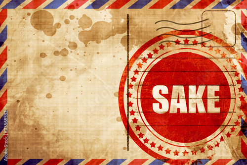 sake, red grunge stamp on an airmail background photo