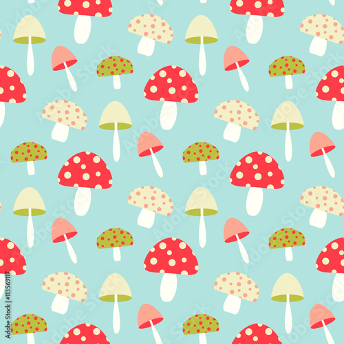Pretty seamless pattern with mushroom
