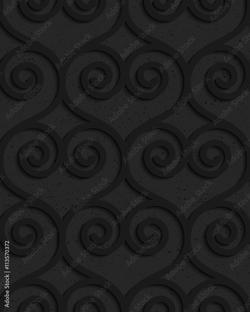 Black textured plastic swirly hearts in slim grid Black textured plastic swirly hearts in slim grid