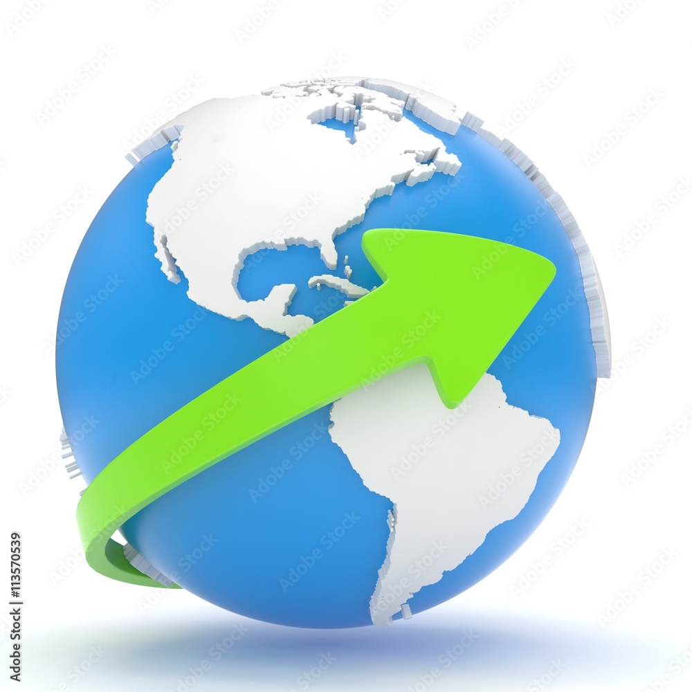 Fototapeta premium Arrow and Earth globe. 3d render