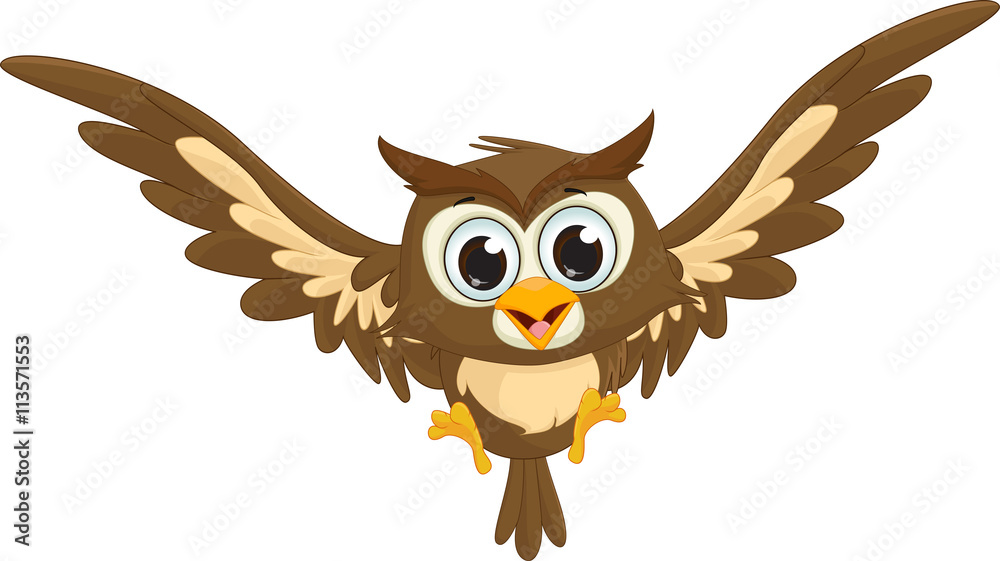 Naklejka premium cute owl cartoon flying