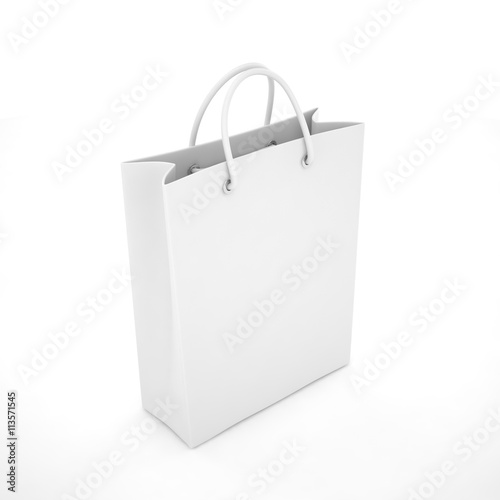Paper Shopping Bag isolated on white background. 3d rendering.