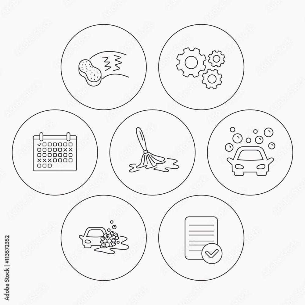 Car wash icons. Cleaning station linear signs. Car wash icons. Cleaning station linear signs.