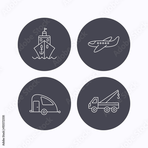 Transportation icons. Cruise, airplane signs.