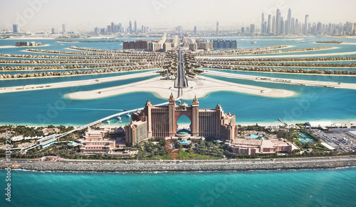 Palm Jumeirah in Dubai with Hotel Atlantis and monorail
