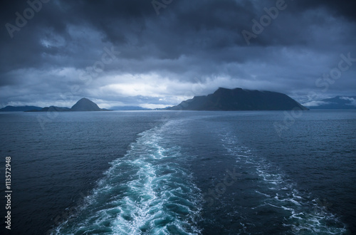 Ship Tracks in fjord, Norway