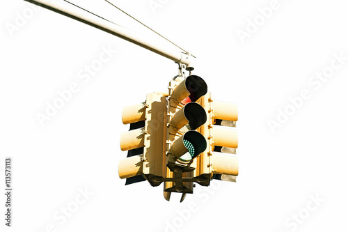 Yellow traffic light in Brooklyn, New York