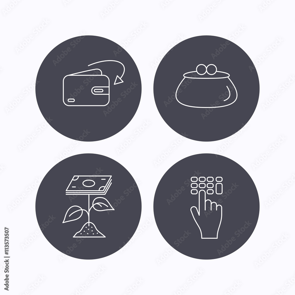 Cash money, profit and wallet icons. Cash money, profit and wallet icons.