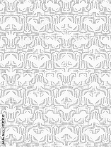 Slim gray hatched hearts in row with circles
