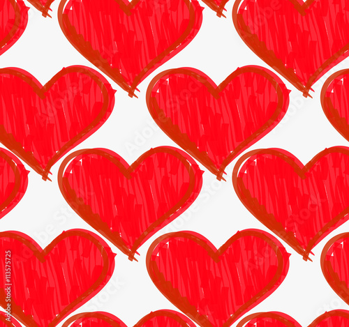 Marker drawn red hatched hearts