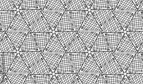 Black marker hatched hexagons in row