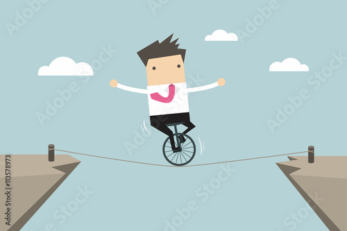 Businessman balancing on the rope vector