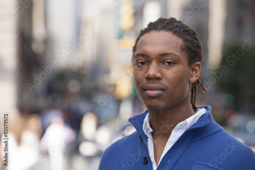 Portrait of pedestrian in city